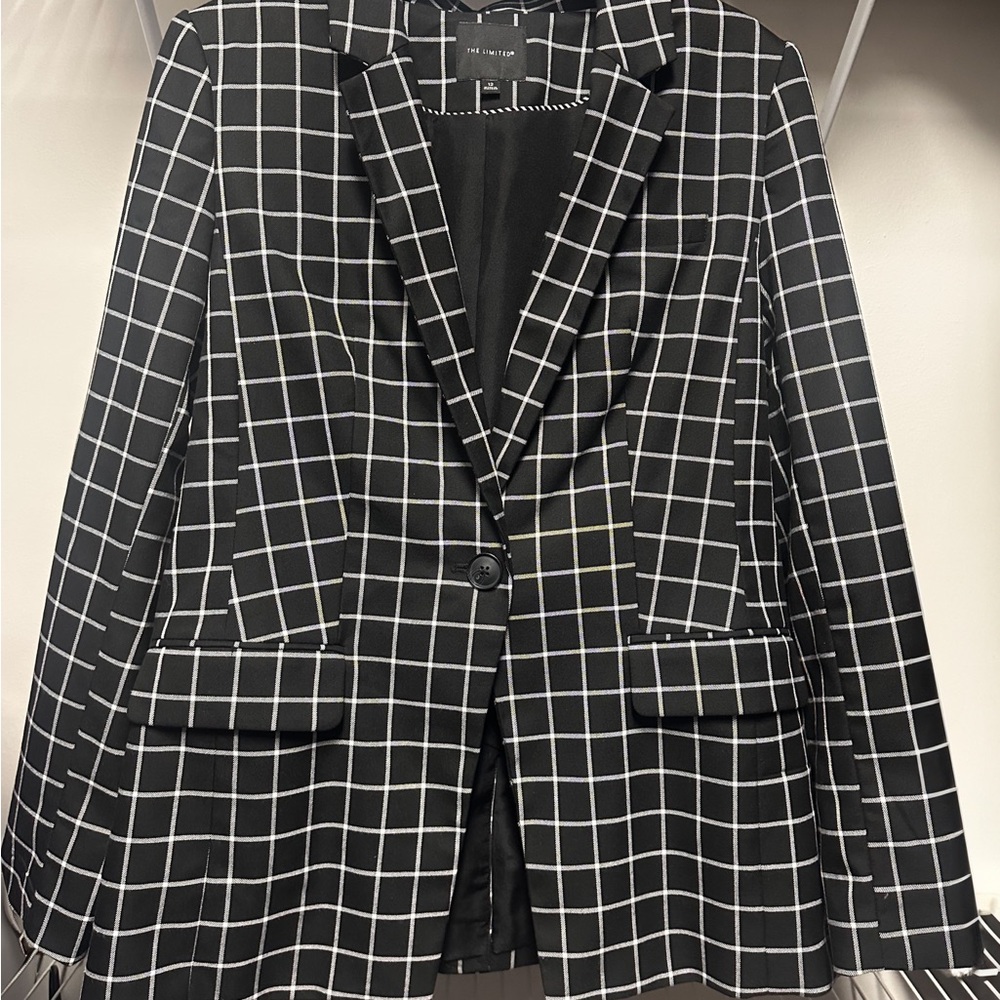 The Limited Oversized Black White Windowpane Blazer NWOT